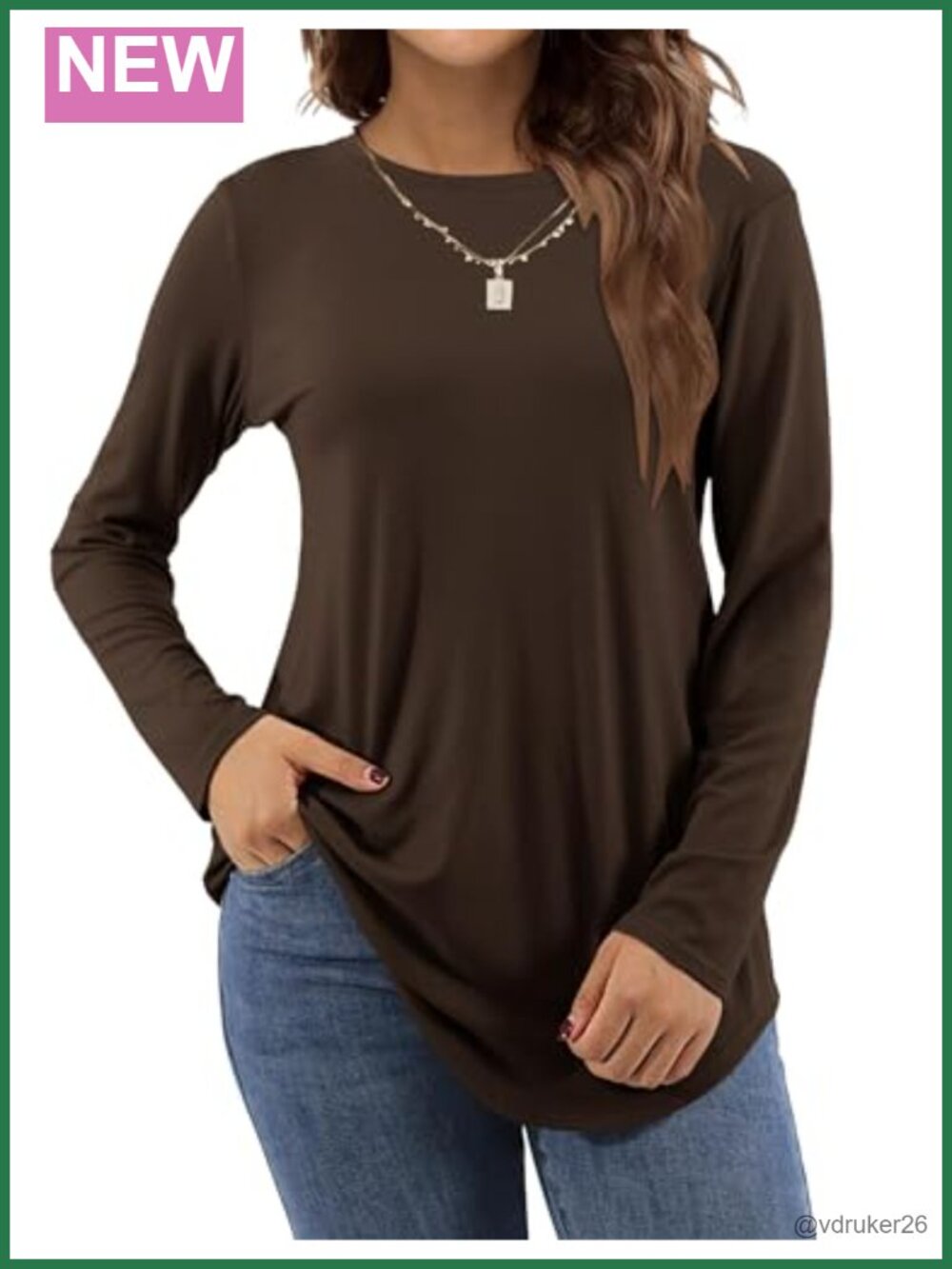 Women's Long Sleeve Tunic Top Loose Crew Neck Shirt for Leggings